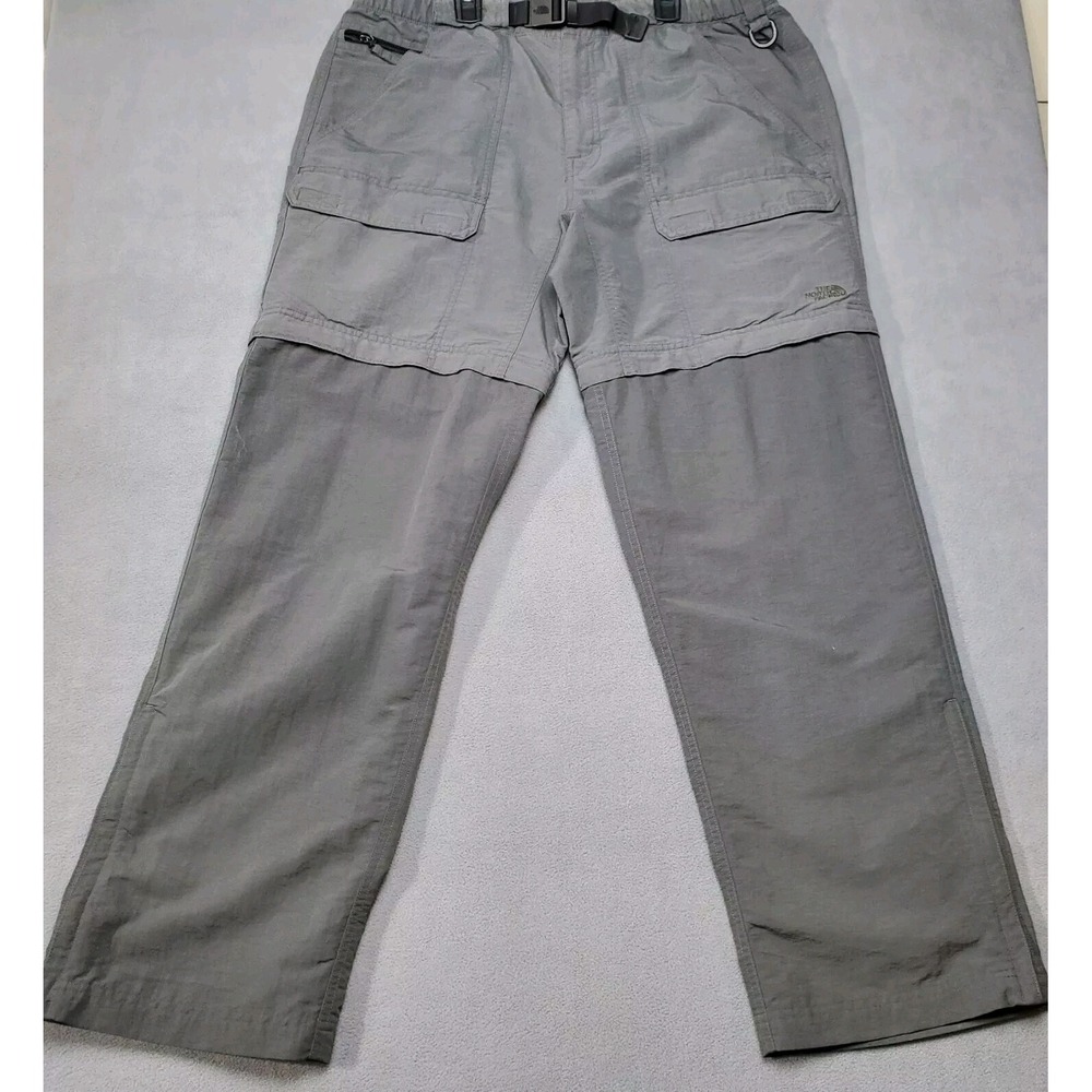 The North Face Convertible Pants Mens Large Gray 35 X 31 2 Tone Belted Outdoor